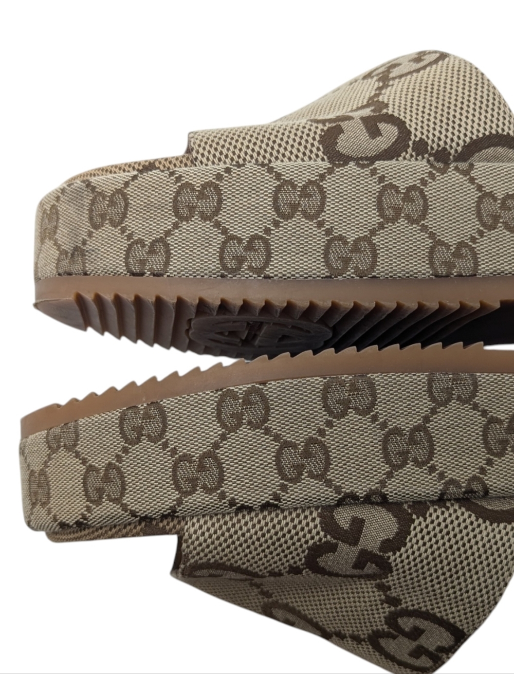 Gucci Angelina Monogram GG Slide Brown Beige Sandals Size EU 40 - Picture 9 of 14